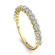 Demi-alliance 15 diamants synthétiques ronds 0.75 carat or jaune Daniela